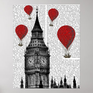 Big Ben und Red Hot Air Balloons Poster