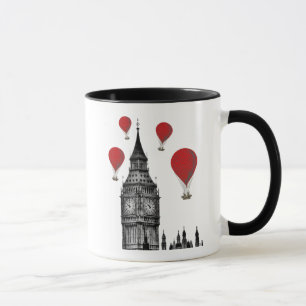 Big Ben und Red Hot Air Balloons Tasse