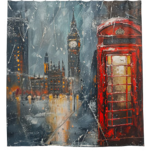 Big Ben und Red Phone Booth Duschvorhang
