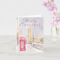 Big Ben und rotes Telefonhäuschen im Schnee