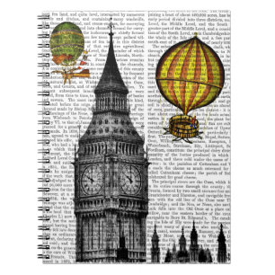 Big Ben und Vintage Heißluft-Ballone Notizblock