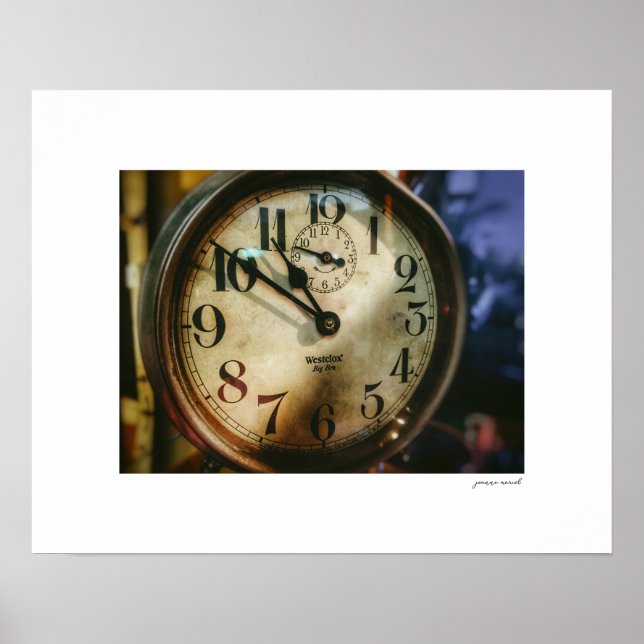 Big Ben Vintage-Uhr Poster Druck (Vorne)