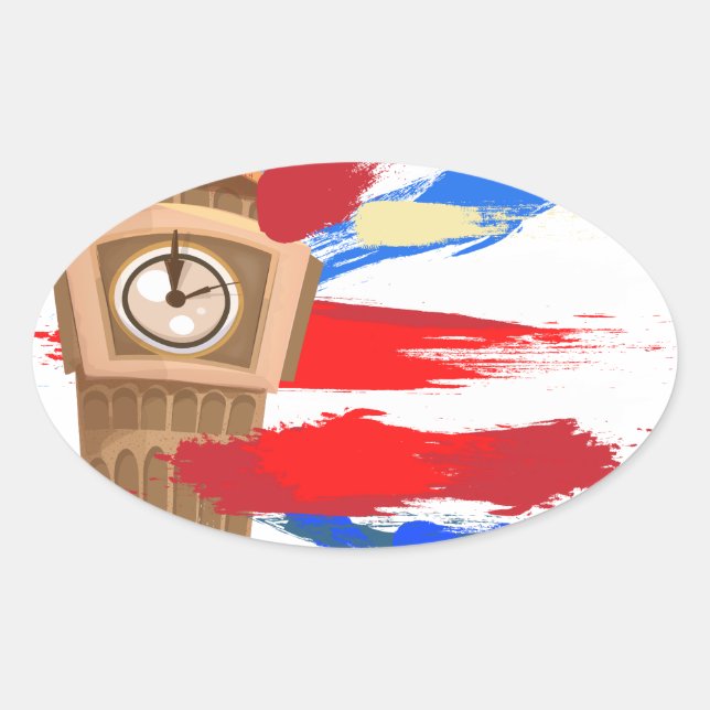 Big Ben Westminster Uhrturm Ovaler Aufkleber (Vorderseite)