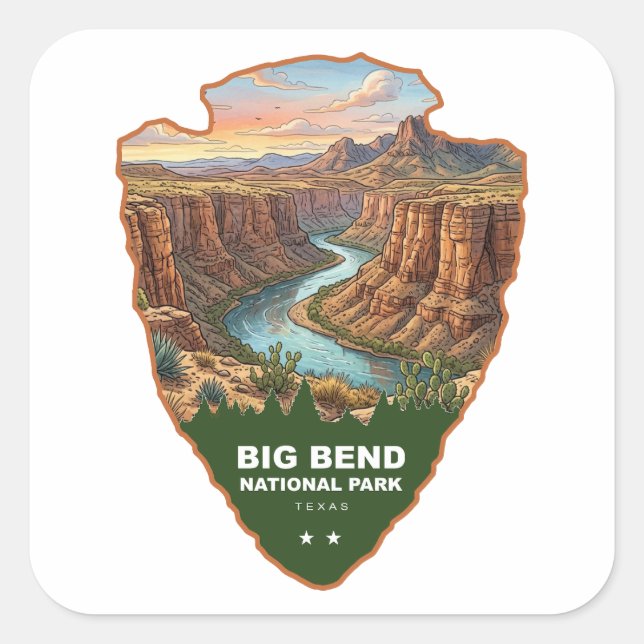 Big Bend National Park Arrowhead Quadratischer Aufkleber (Vorderseite)