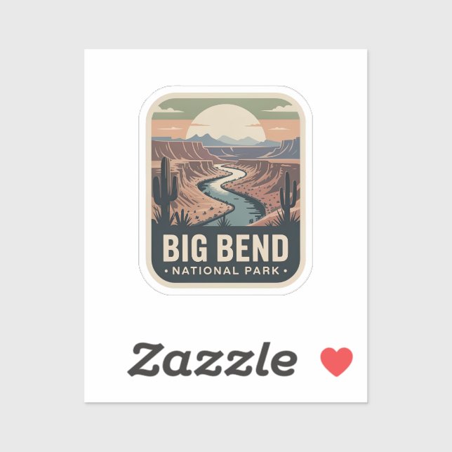 Big Bend National Park Retro-Abzeichen Aufkleber (Blatt)