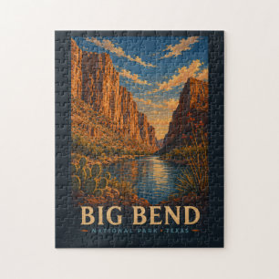 Big Bend National Park Texas Moderne Holzschnittku Puzzle