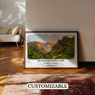 Big Bend National Park Texas Poster, Aquarell Poster