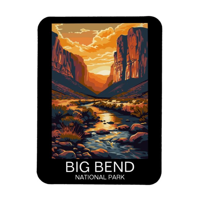 Big Bend National Park Texas Retro Reisen Magnet (Vertikal)