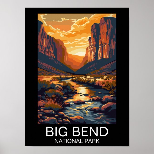 Big Bend National Park Texas Retro Reisen Poster (Vorne)