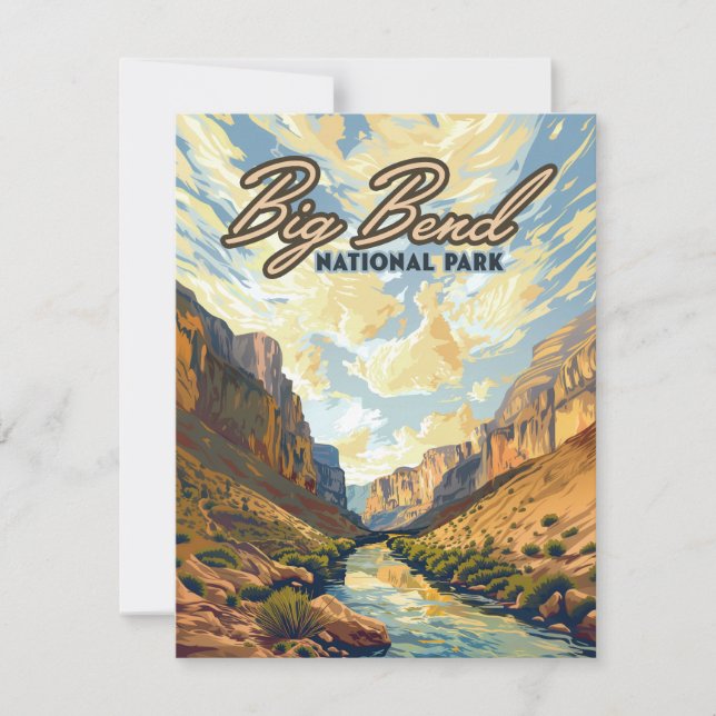 Big Bend National Park Texas Wüste Retro Card (Vorderseite)
