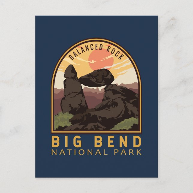 Big Bend Nationalpark Balanced Rock Emblem Postkarte (Vorderseite)