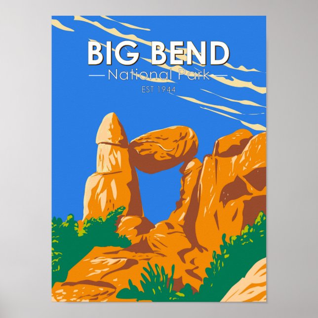 Big Bend Nationalpark Balanced Rock Vintag Poster (Vorne)