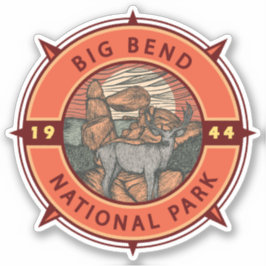 Big Bend Nationalpark Elk Retro Kompass Emblem Aufkleber