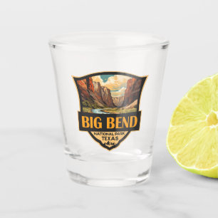 Big Bend Nationalpark Illustration Retro Abzeichen Schnapsglas