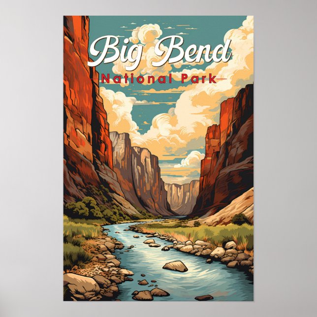 Big Bend Nationalpark Illustration Retro Poster (Vorne)