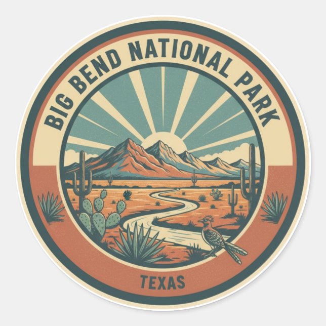 Big Bend Nationalpark Reise Runder Aufkleber (Vorderseite)