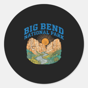 Big Bend Nationalpark Retro Canyon Sonne Fluss Runder Aufkleber