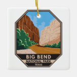 Big Bend Nationalpark Rio Grande Vintag Keramikornament<br><div class="desc">Big Bend Vintage Vektordesign. Der Big Bend Nationalpark liegt im Südwesten von Texas und umfasst das gesamte Chisos Gebirge und einen großen Teil der Chihuahuan-Wüste.</div>