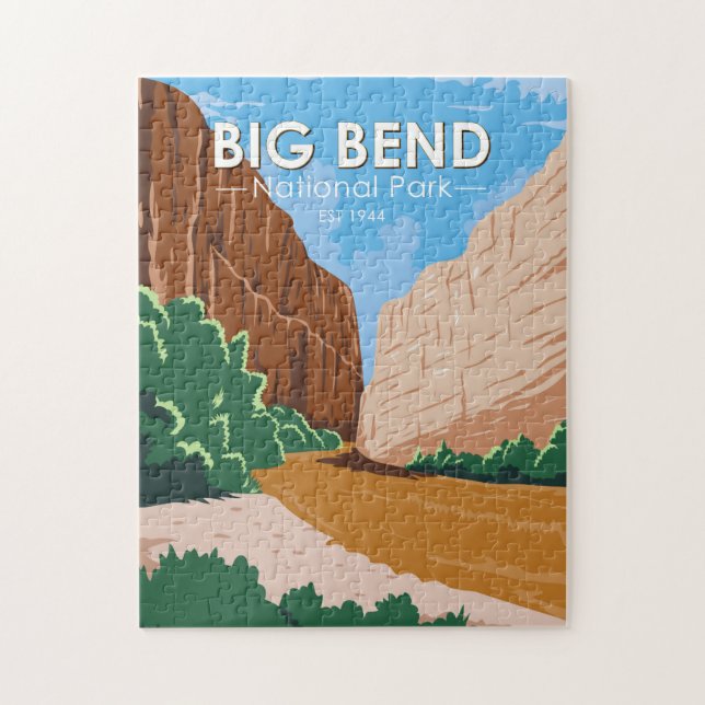  Big Bend Nationalpark Rio Grande Vintag Puzzle (Vertikal)