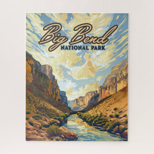 Big Bend Nationalpark Texas Desert Retro Puzzle (Vertikal)