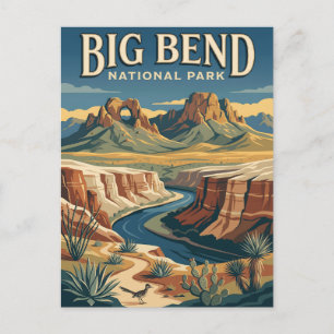 Big Bend Nationalpark Texas Vintage Reiseplakat Postkarte