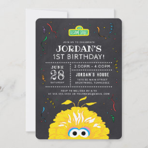 Big Bird Chalkboard Confetti Geburtstag Einladung