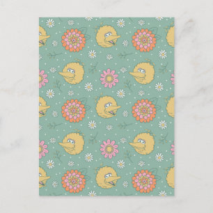 Big Bird Good Vibes Floral Pattern Postkarte