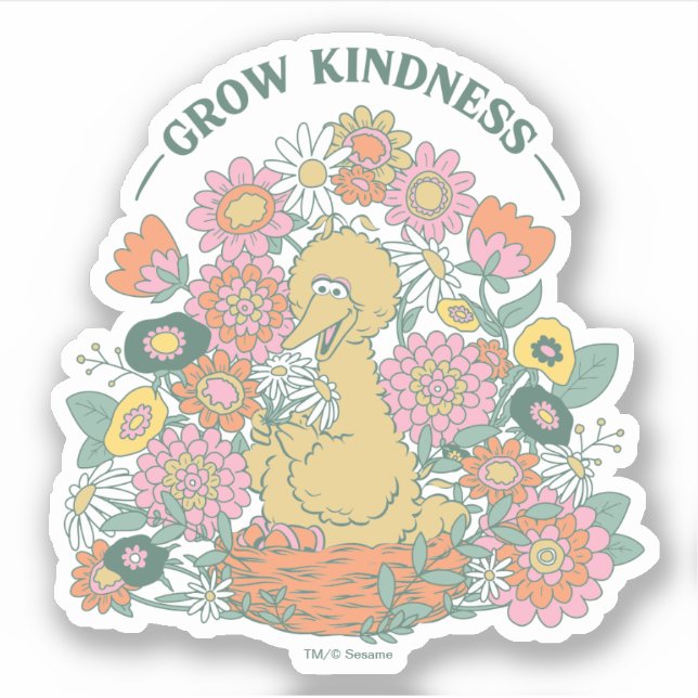 Big Bird | Grow Kindness floral Graphic Aufkleber (Vorderseite)