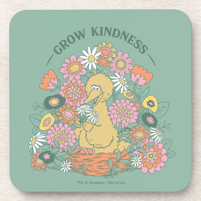 Big Bird | Grow Kindness floral Graphic Getränkeuntersetzer (Vorderseite)