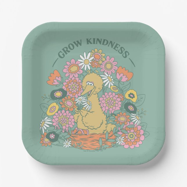 Big Bird | Grow Kindness floral Graphic Pappteller (Vorderseite)