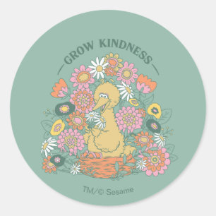 Big Bird Grow Kindness floral Graphic Runder Aufkleber