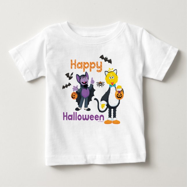 Big Bird und Count | Happy Halloween Baby T-shirt (Vorderseite)