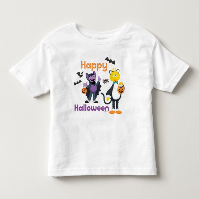 Big Bird und Count | Happy Halloween Kleinkind T-shirt (Vorderseite)