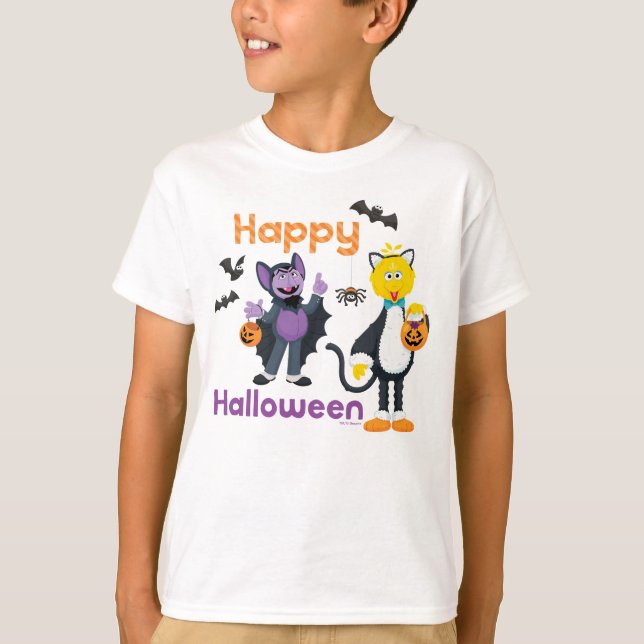 Big Bird und Count | Happy Halloween T-Shirt (Vorderseite)