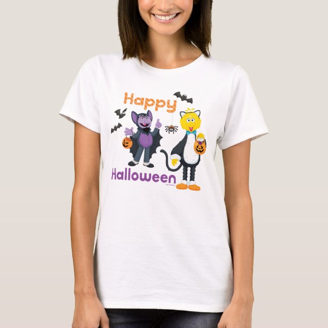 Big Bird und Count | Happy Halloween T-Shirt (Vorderseite)