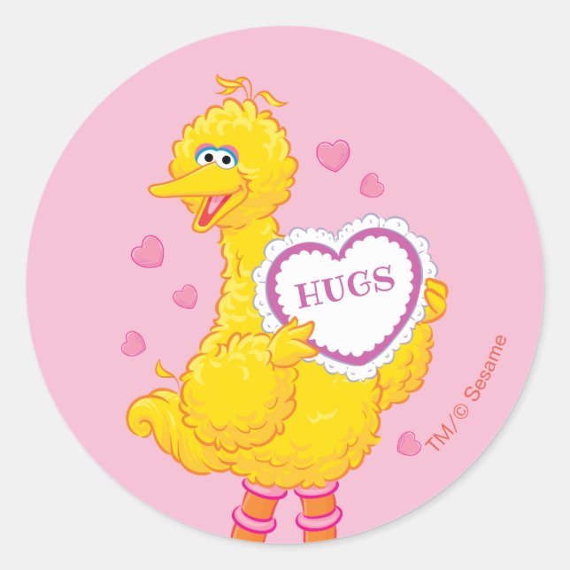 Big Bird Valentine Runder Aufkleber (Vorderseite)