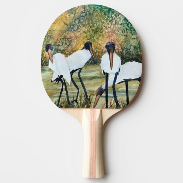 Big Birds Stork Art White Woodstorts Tischtennis Schläger (Vorderseite)