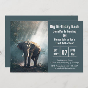Big Birthday Bash Elephant Foto Einladung