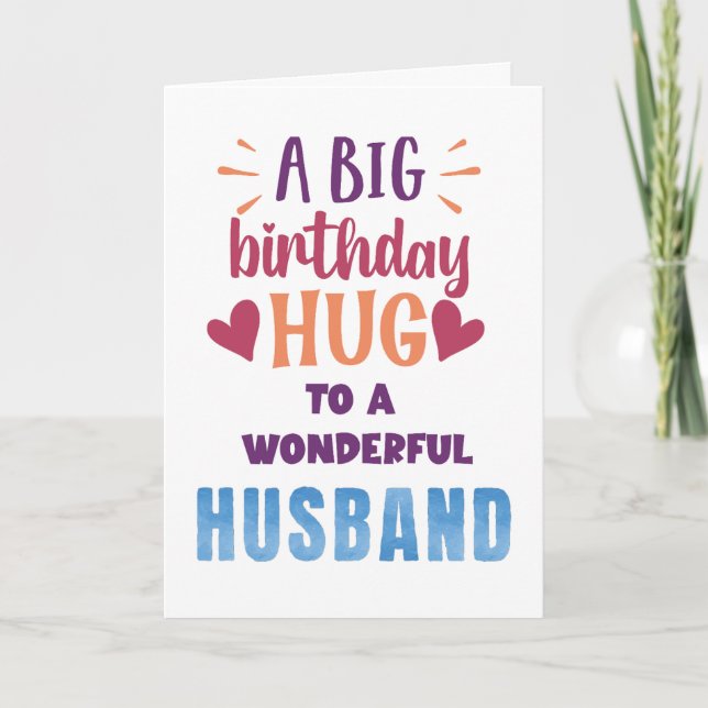 Big Birthday Hug Custom Birthday Card für Ehemann Dankeskarte (Vorderseite)