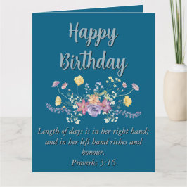 Big Birthday Mama Blue Floral Scripting Text Karte