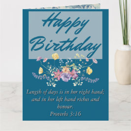 Big Birthday Mama Blue Floral Scripting Text Karte