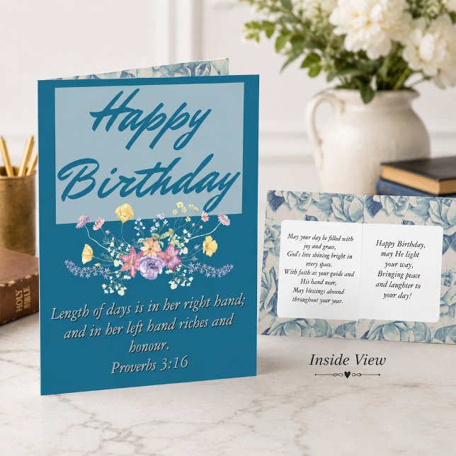 Big Birthday Mama Blue Floral Scripting Text Karte (Von Creator hochgeladen)