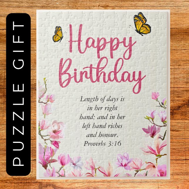 Big Birthday Mama Rosa Blumenschrift Puzzle (Big Birthday Mom Pink Floral Scriptural Text Jigsaw Puzzle
gift)