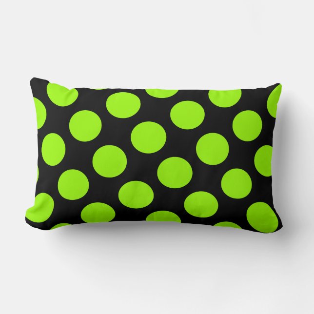 Big Black and Green Polka Dot American MoJo Pillow Lendenkissen (Vorderseite)