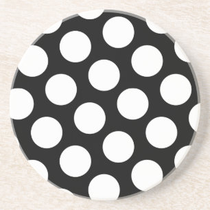 Big Black and White Polka Dots Sandstein Untersetzer