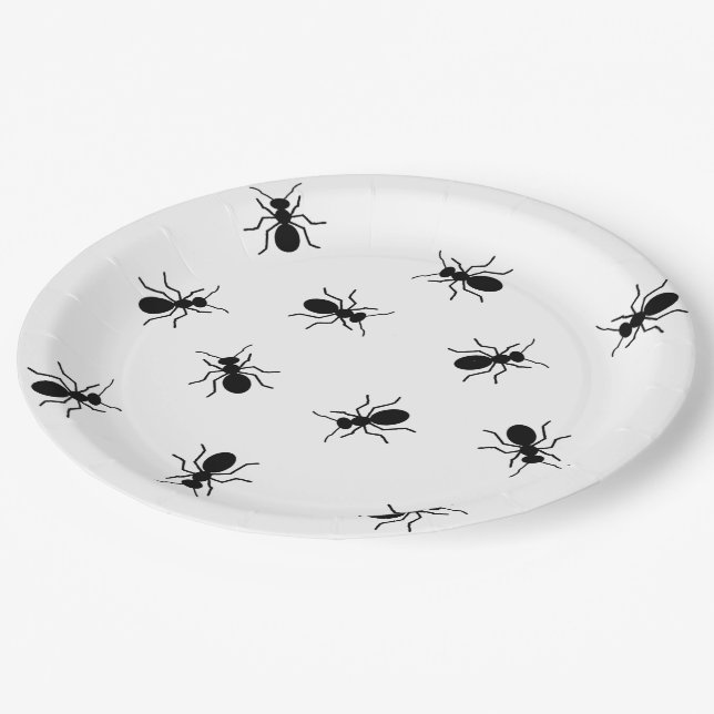 Big Black Ants Funny Picnic oder GRILLEN Novelty Pappteller (Schrägansicht)