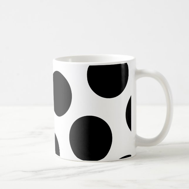 Big Black Diagonal Dots Kaffeetasse (Rechts)