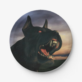 Big, black dog pappteller