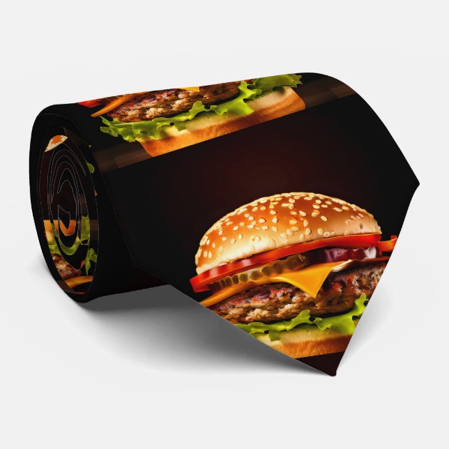 Big Black Hamburger Neck Tie Krawatte (Gerollt)