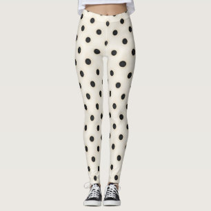 Big Black Polka Punkte auf antiken Weiß Leggings